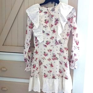 Darling floral dress by asos with eyelet lace ruffles Size 4
